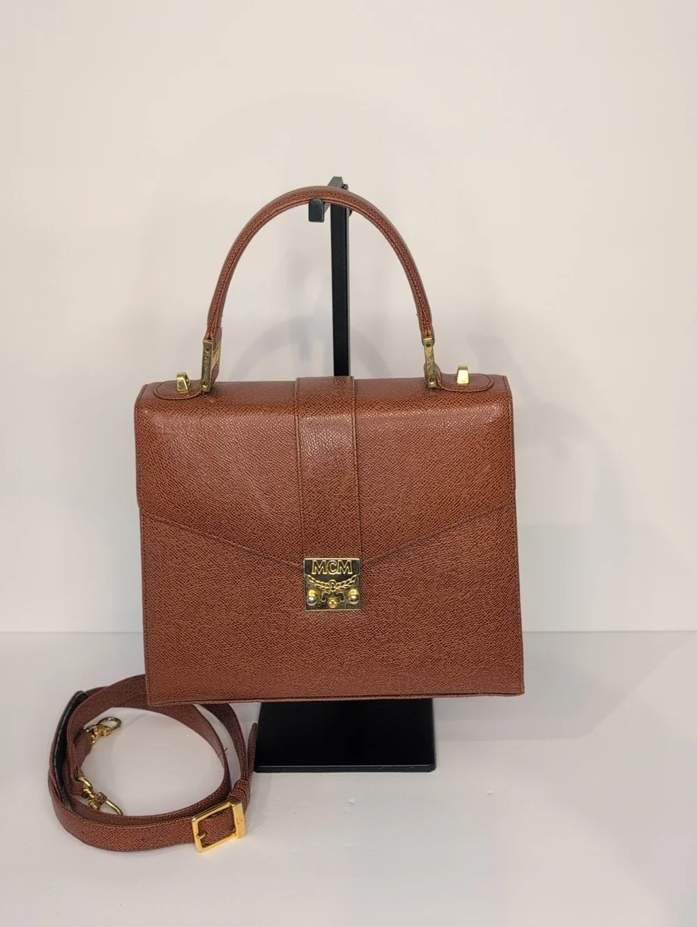 MCM Vintage Structured Top-Handle Satchel Bag Made In Germany - Picture 1 of 14